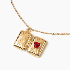 Locket Gold Hand Caved Vintage  "Ruby" Square- Opens 14k