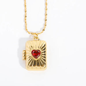 Locket Gold Hand Caved Vintage  "Ruby" Square- Opens 14k