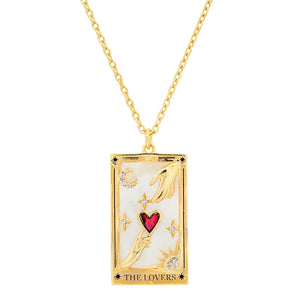 Tarot Card Necklace- Lovers 14K Gold Stainless Steel